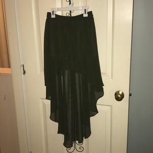 High-low green chiffon skort